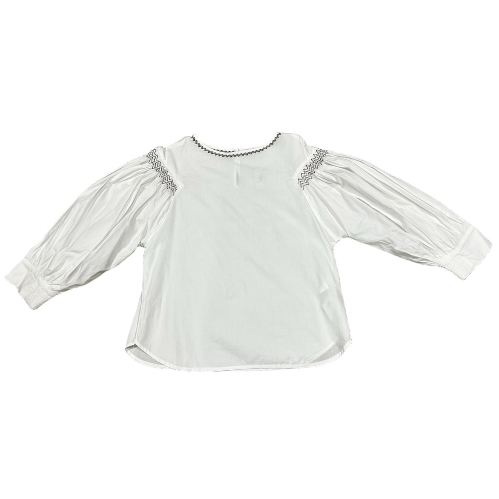84. NWT Madewell Embroidered Poplin Balloon-Sleeve Top in white small - Picture 5 of 9